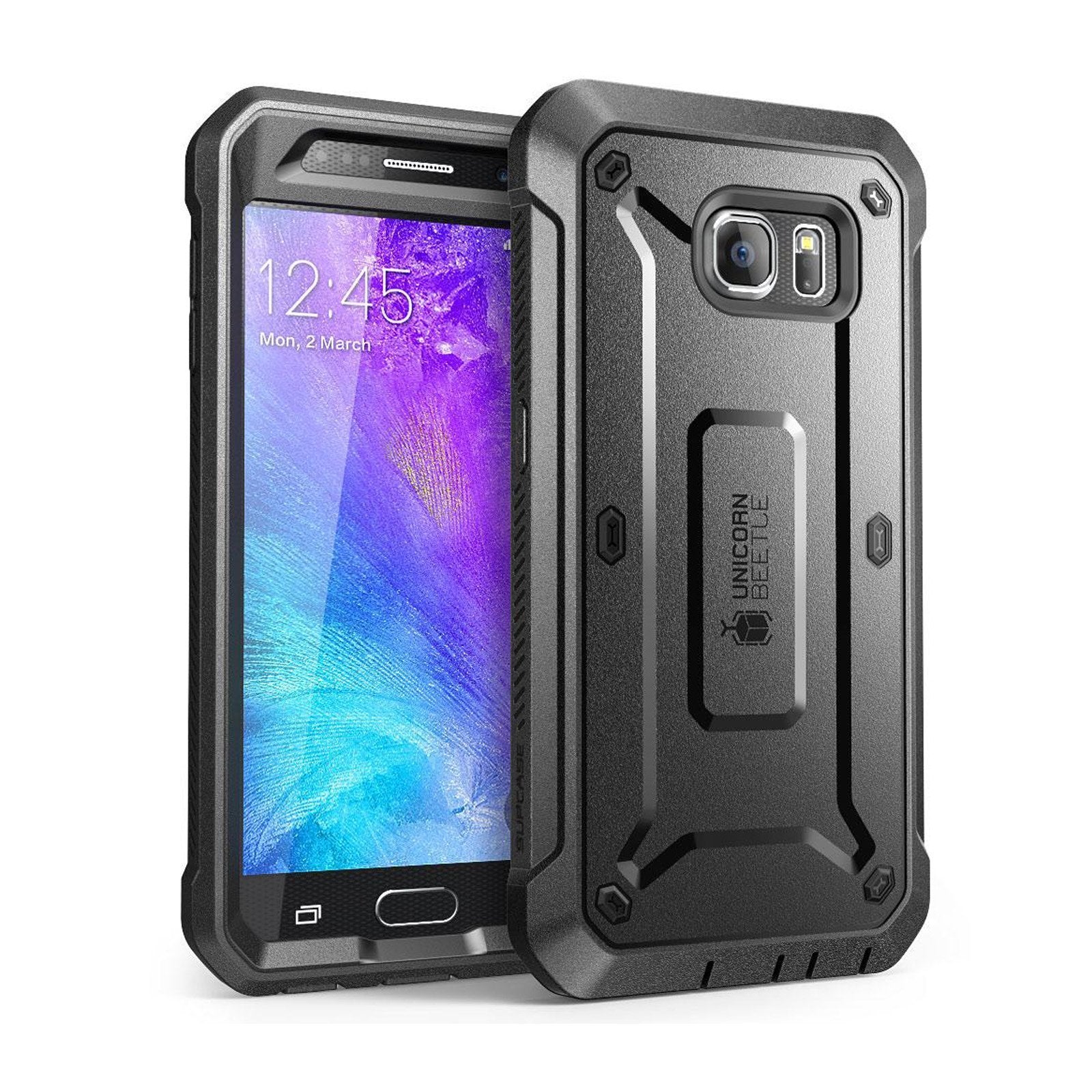 Samsung Galaxy S6 Unicorn Beetle Pro Full Body Rugged Holster Case with Built-in Screen Protector - Shockproof Protective Cover for Outdoor, Work & Daily Use (Black)