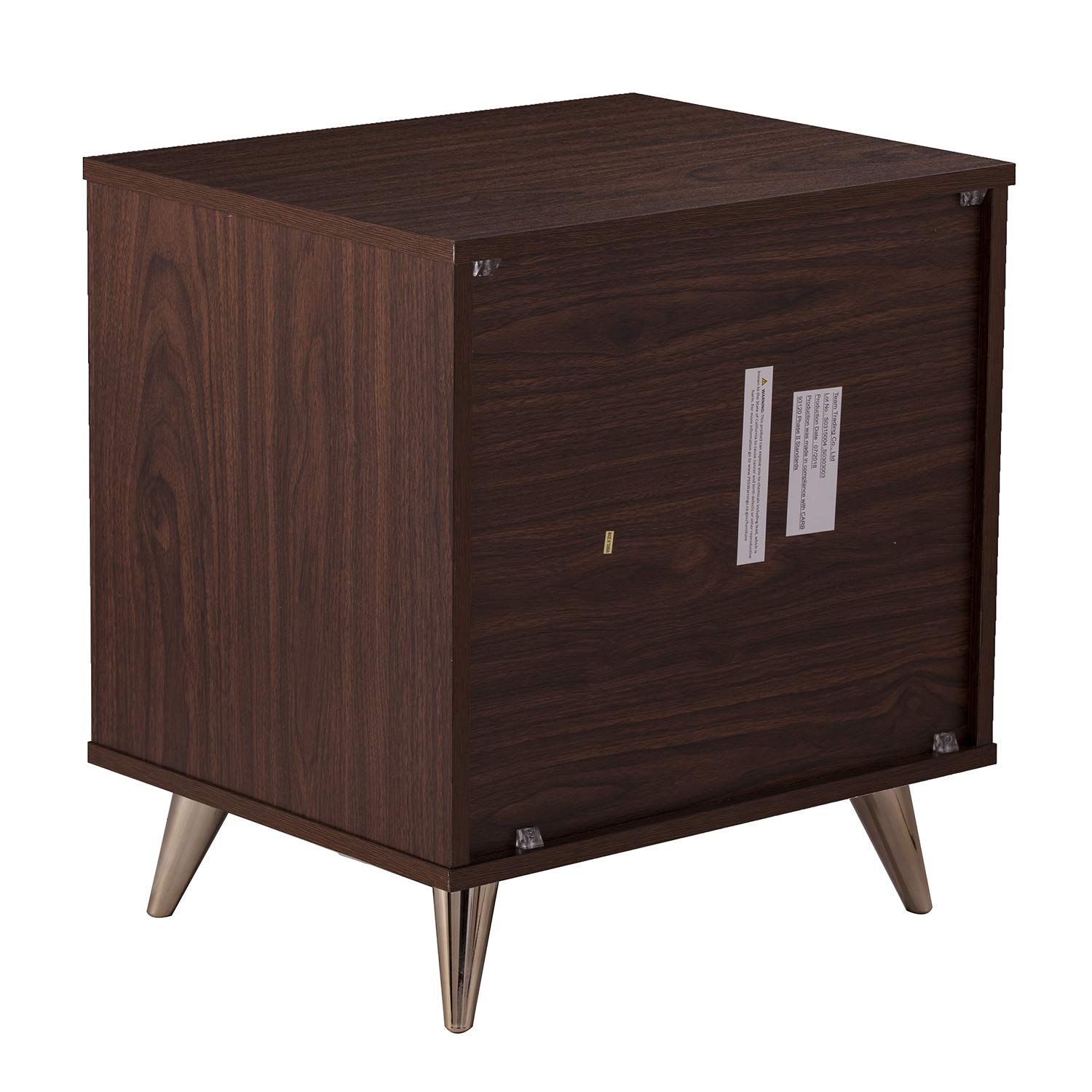 SEI Furniture Oren Bedside Table with Drawers - Brown Wood Nightstand for Bedroom, Living Room, or Office - Compact Storage End Table with Drawer Space