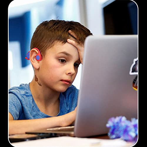 YODZ Kids Bone Conduction Headphones - Bluetooth 5.0 Wireless Open Ear Headset with Mic, IPX5 Waterproof, HiFi Stereo Sound for Safe Learning, Online Classes, Homeschooling & Sports (Red) - Perfect for School, Running, Cycling & Outdoor Activities