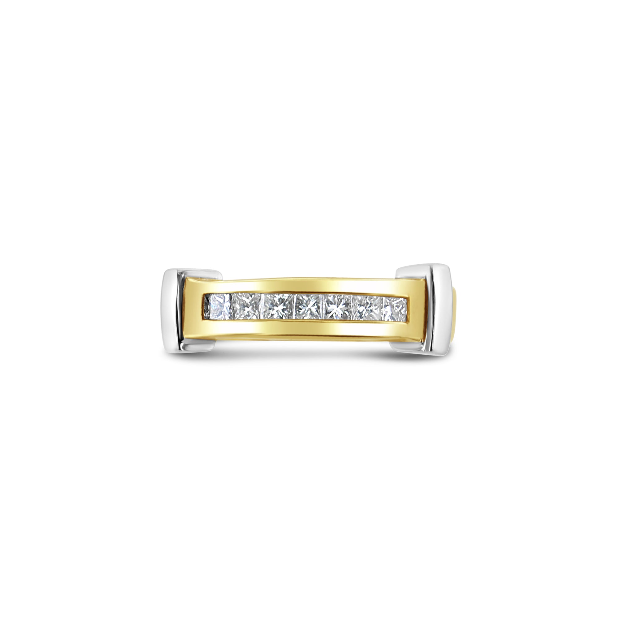 Princess Cut Two-Tone Diamond Wedding Band for Women – Elegant Bridal Ring for Engagement & Anniversary Gifts