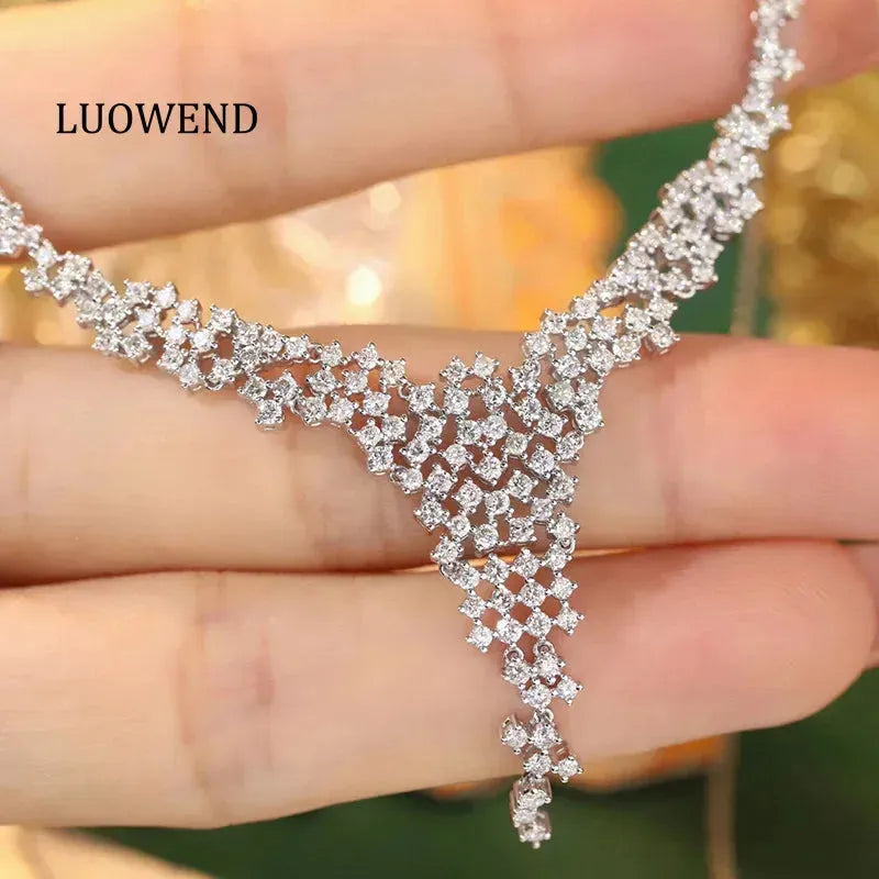 18K White Gold Diamond Necklace for Women - 3.0 Carat Real Natural Diamond Luxury Pendant - Elegant Galaxy Style Jewelry Gift for Anniversary, Wedding & Special Occasions