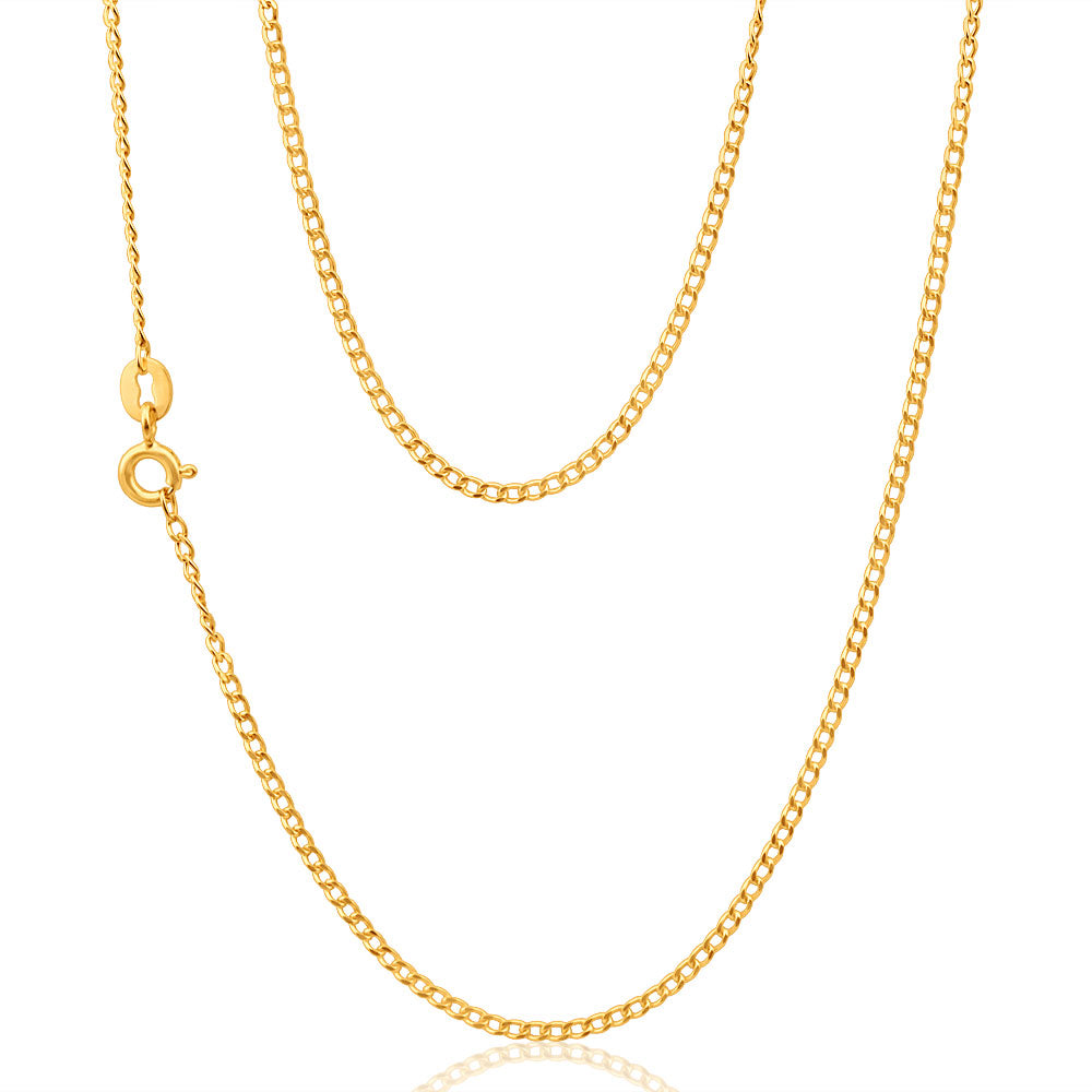 9ct Yellow Gold 40 Gauge Curb 50cm Chain Necklace for Men & Women - Perfect for Layering, Gifts & Everyday Wear