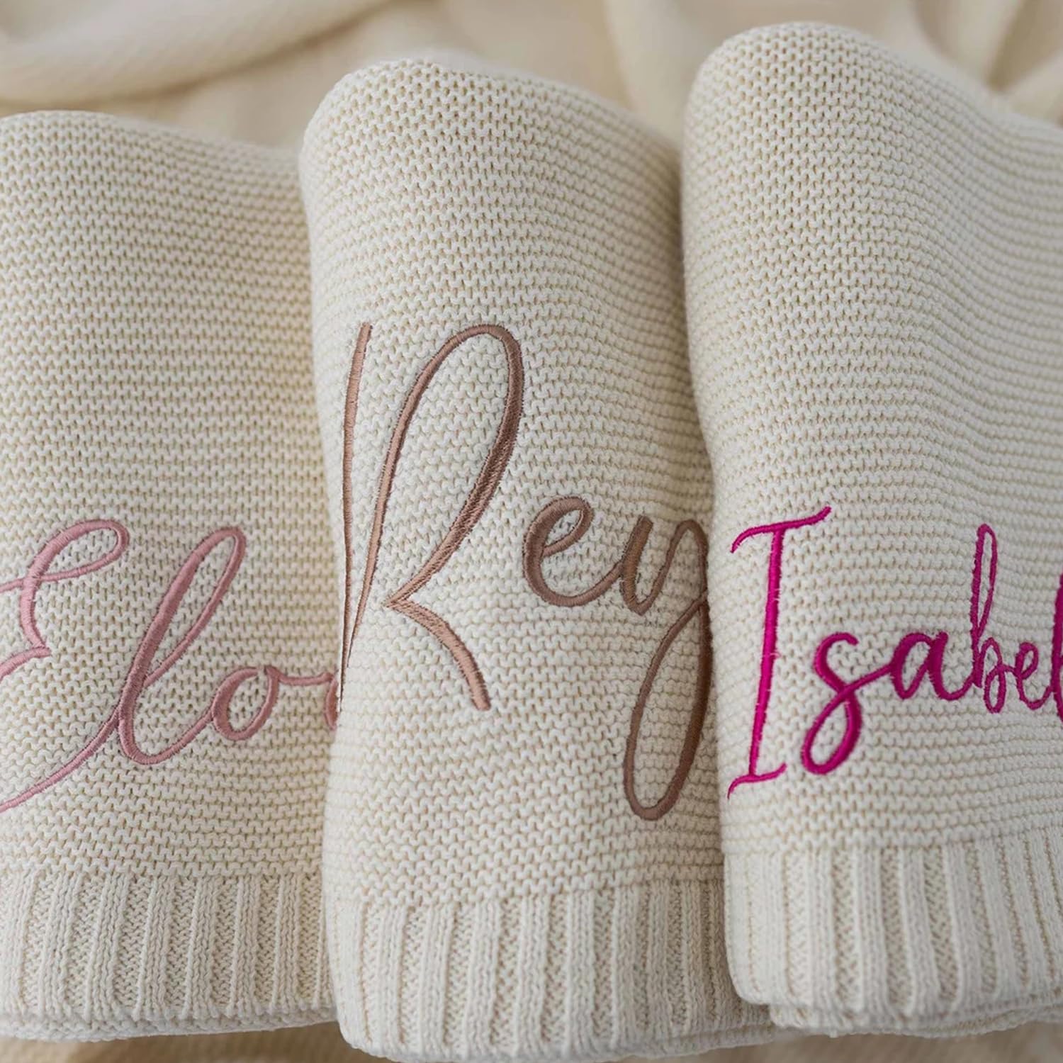 Personalized Baby Blanket - Custom Embroidered Knit Blanket with Baby's Name - Perfect for Baby Showers, Newborn Gifts & Nursery Decor