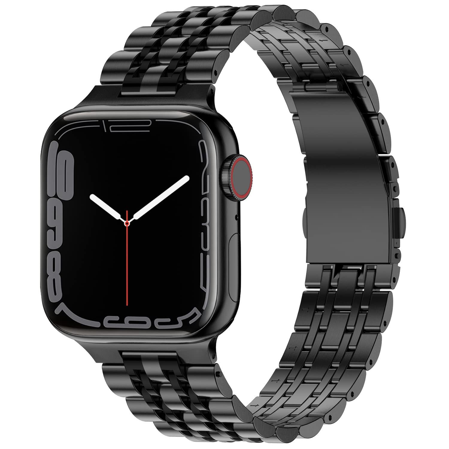 Premium Stainless Steel Apple Watch Band 38mm 40mm 41mm - Compatible with iWatch Series 8/7/6/5/4/3/2/1 & SE - Durable Metal Replacement Strap for Women & Men (Black) | Perfect for Workouts, Office Wear & Everyday Fashion Accessory
