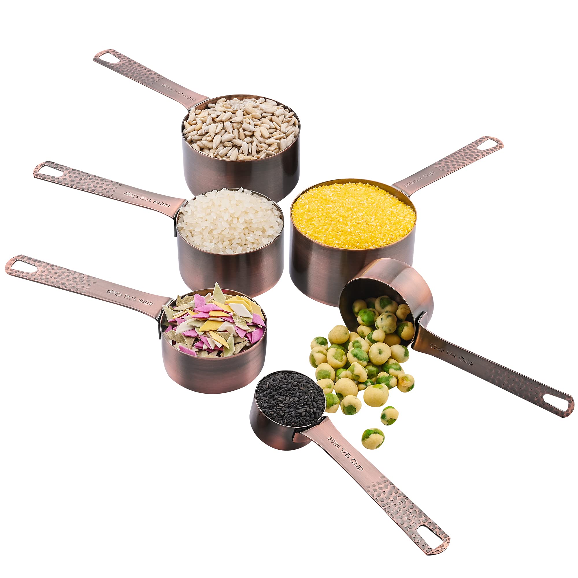 Smithcraft Copper Measuring Cups and Spoons Set - 6-Piece Metric & US Measuring Cups & 7-Piece Spoons with Leveler - Stainless Steel Copper Plated for Baking, Cooking & Kitchen - Perfect for Measuring Dry & Liquid Ingredients, Flour, Sugar, Spices