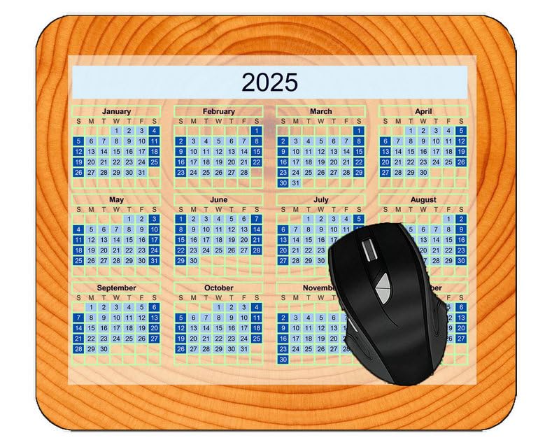 2025 US Calendar Mouse Pad with Tree Background Circles - Non-Slip Desk Mat for Office, Home & Gaming - Perfect Gift for Holidays & New Year