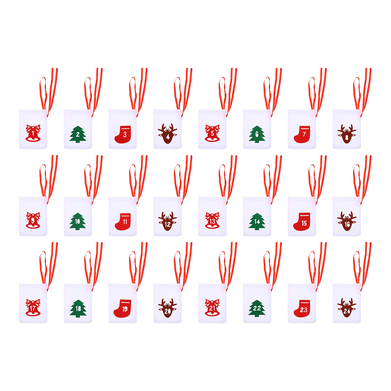HEALLILY 24pcs Christmas Advent Calendar Bags - Reusable Countdown Gift Bags for DIY Candy, Xmas Tree Hanging Decorations | Perfect for Holiday Gift Wrapping, Party Favors & Festive Home Decor