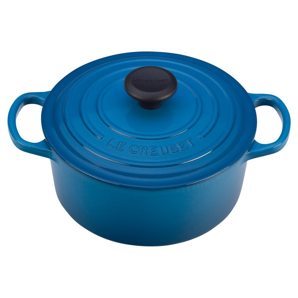 Le Creuset Enameled Cast Iron Signature Round Dutch Oven 2 Quart - Classic Marseille Blue for Braising, Stewing & Baking - Perfect for Soups, Casseroles & Family Dinners