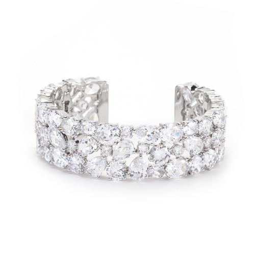 Elegant Bejeweled Cubic Zirconia Cuff Bracelet for Women | Fashion Jewelry Gift for Her | Perfect for Parties, Weddings & Special Occasions