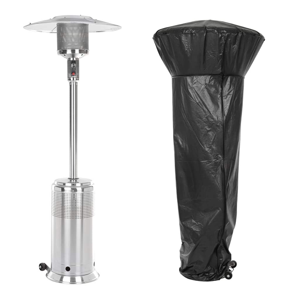 Fire Sense Pro Series Outdoor Patio Heater with Vinyl Cover & Wheels - Perfect for Backyard, Deck, and Garden Heating