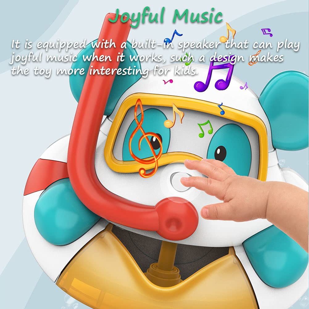 Funny Electric Bathtub Bubble Maker with Music - Cartoon Animal Bubble Blower Toy for Kids, Wall-Absorption Design with Suction Cups (Bear) - Perfect for Bath Time Fun, Toddler Sensory Play & Relaxing Bubble Baths