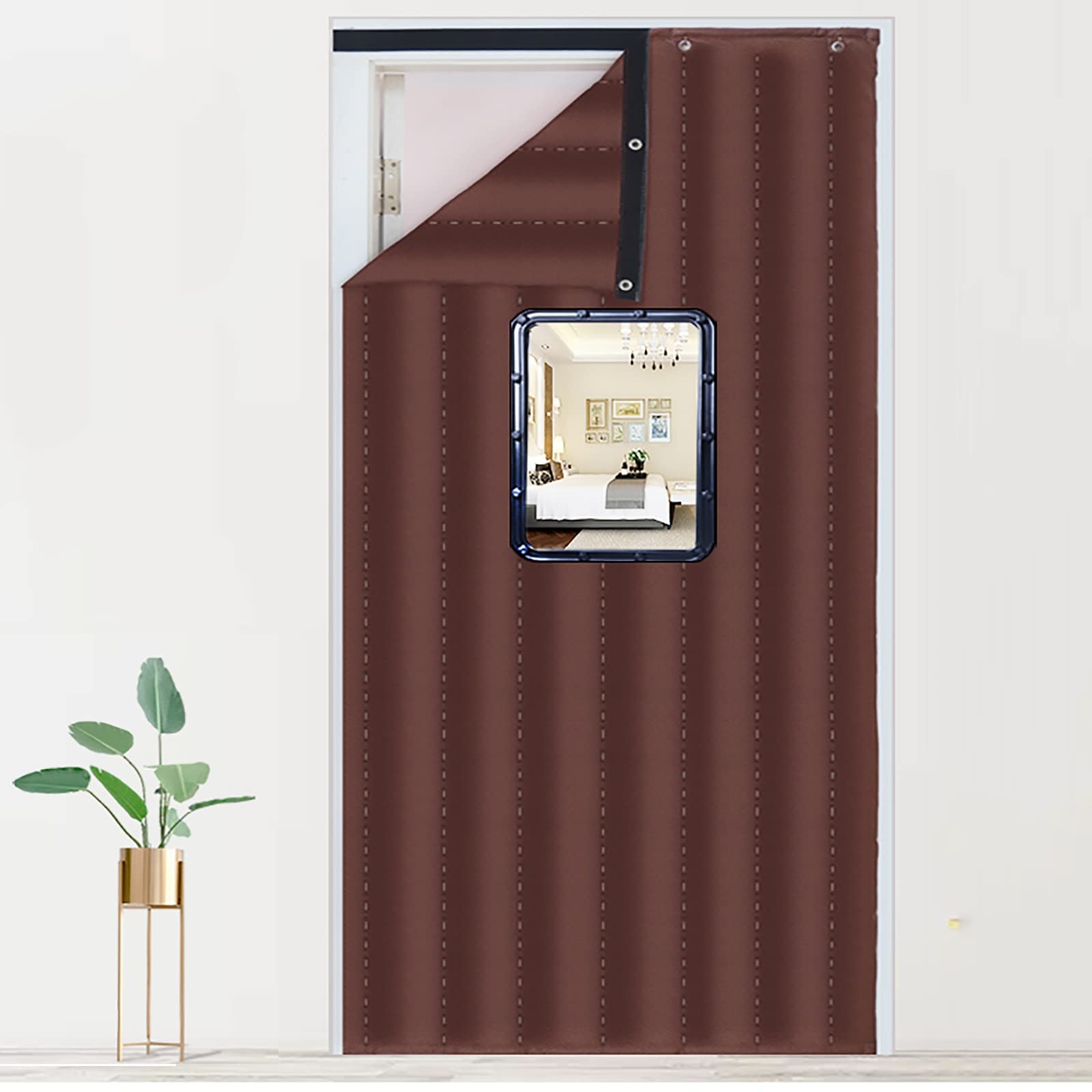 Thermal Insulated Door Curtains - Soundproof Blackout Screen Door Cover for Dust, Water & Cold Protection (47x83 inch) - Perfect for Living Room, Garage & Attic Windows