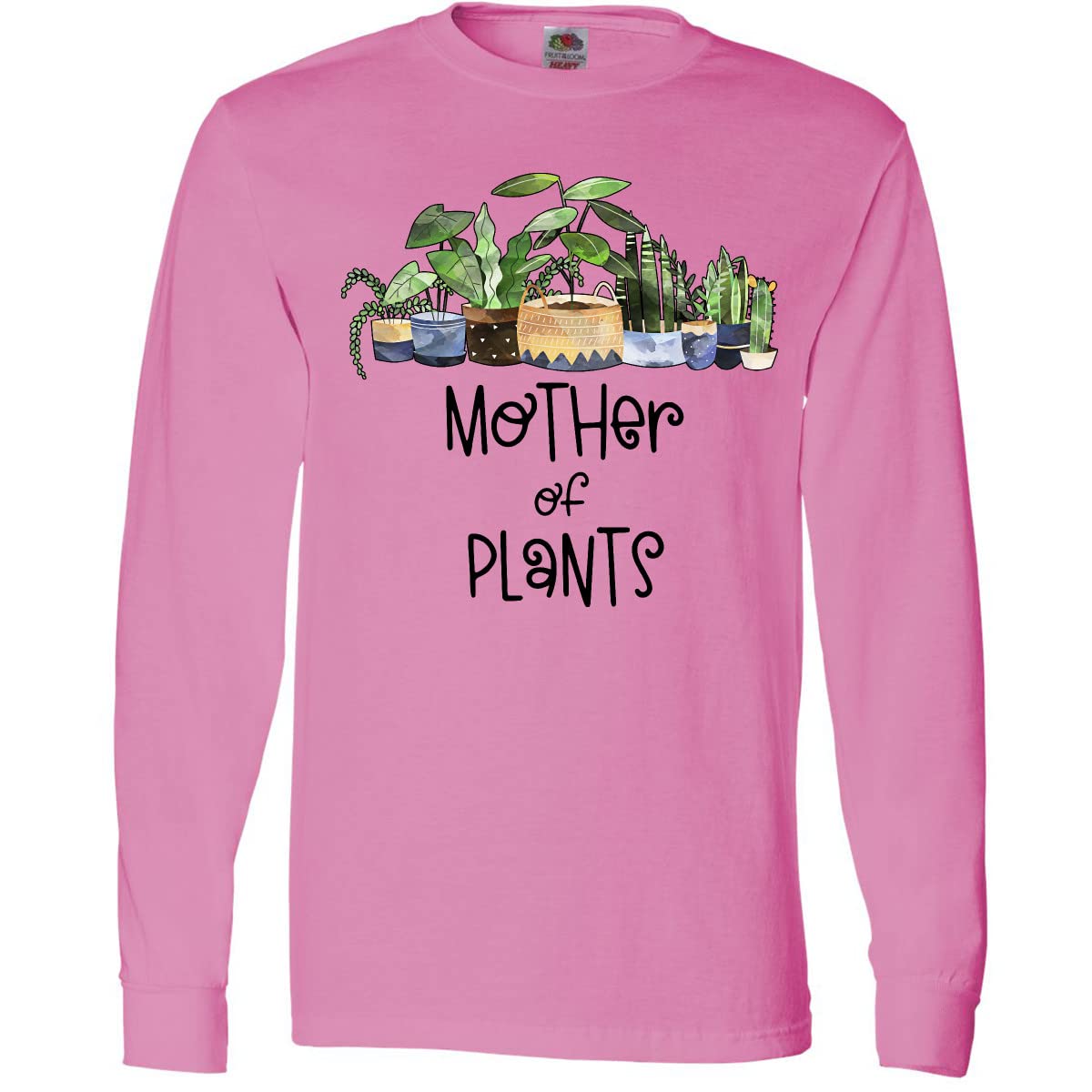 Inktastic Mother of Plants Long Sleeve T-Shirt | Women's Botanical Graphic Tee | Comfortable Plant Lover Shirt for Gardening, Casual Wear & Outdoor Activities
