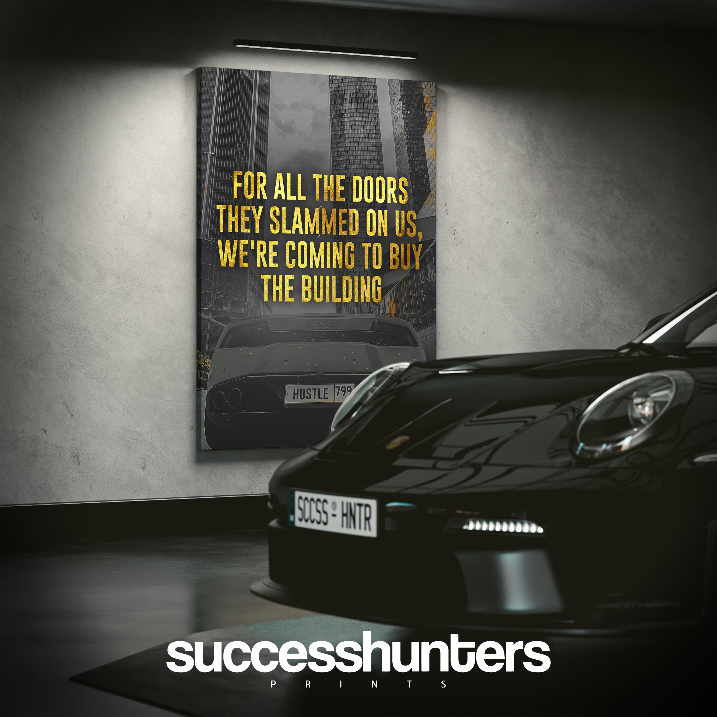 Motivational Supercar Wall Art Canvas - Lamborghini Sports Car Poster for Office & Home Decor (24x18 in) - Inspirational Automotive Art for Car Enthusiasts | Perfect for Living Room, Bedroom & Man Cave