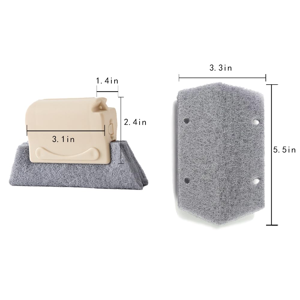 Window Groove Cleaning Brush Set - Handheld Window Track & Sliding Door Cleaner for Sills, Tile Lines, Shutters, Car Vents, Keyboard & Small Spaces (Beige) | Perfect for Home, Office & Car Cleaning