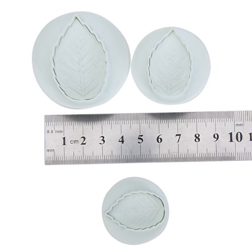 3-Piece Veined Rose Leaf Fondant Cutter Set - Stainless Steel Cake Decorating Tools for Wedding, Birthday Cakes & Cupcakes - Perfect for Bakers & DIY Sugar Crafting
