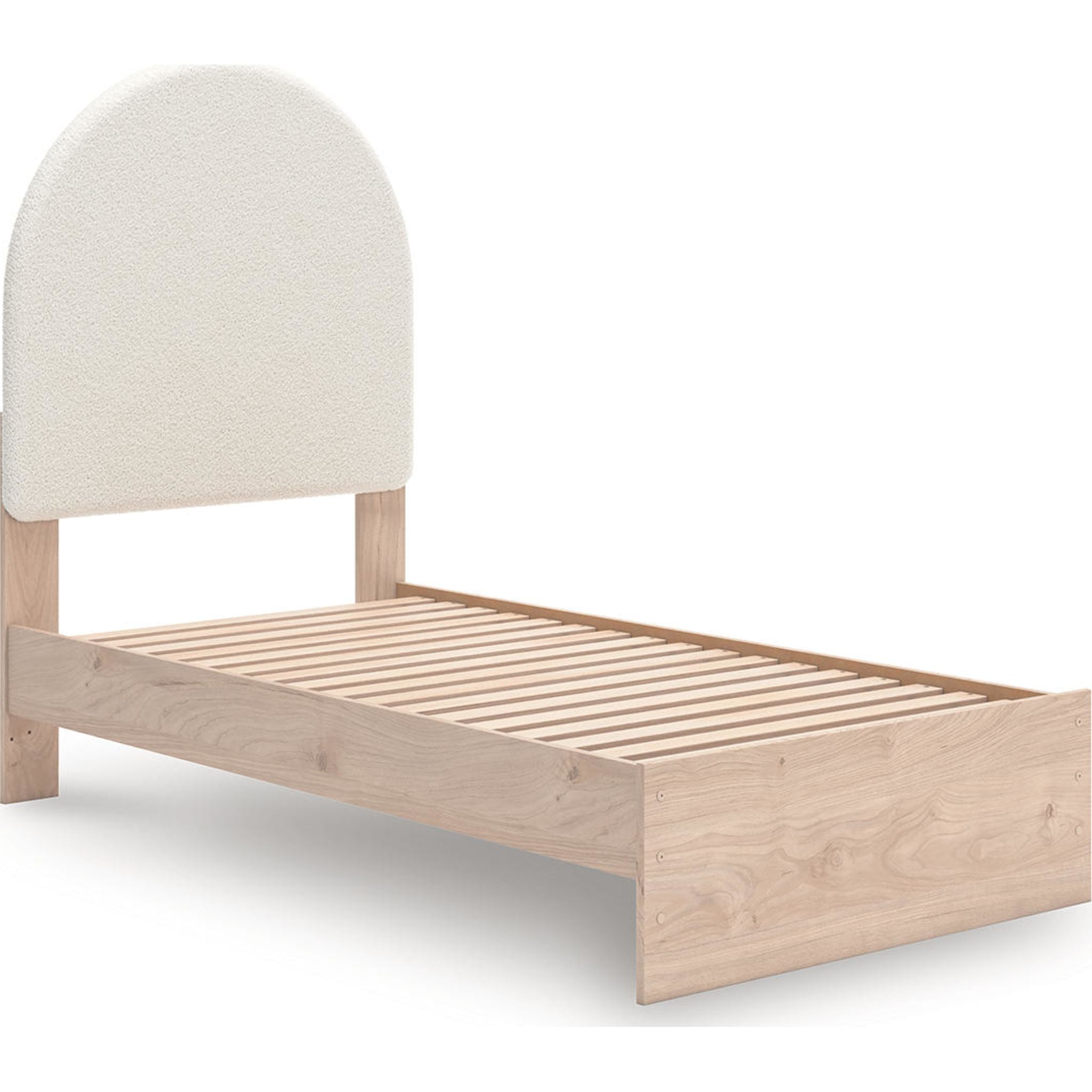 Arloster Modern Platform Bed Frame - Queen Size, Tan & White Wooden Slat Support - Perfect for Bedroom, Guest Room, or Studio Apartment