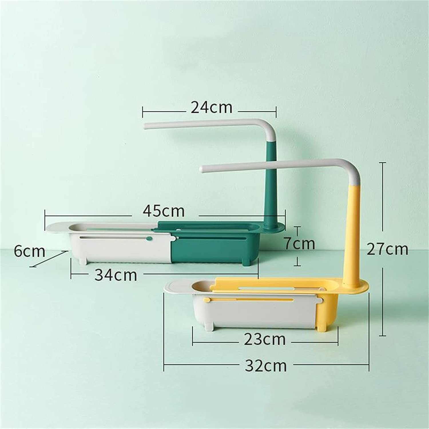 KCRPM Adjustable Telescopic Sink Storage Rack - Expandable Kitchen Sink Organizer with Adjustable Length for Home Kitchen (Yellow) | Perfect for Small Spaces, Under Sink Organization & Kitchen Counter Storage