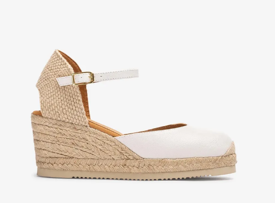 UNISA Women's White Leather Espadrille Flats - Caceres Comfortable Summer Slip-On Shoes for Beach, Vacation & Casual Wear