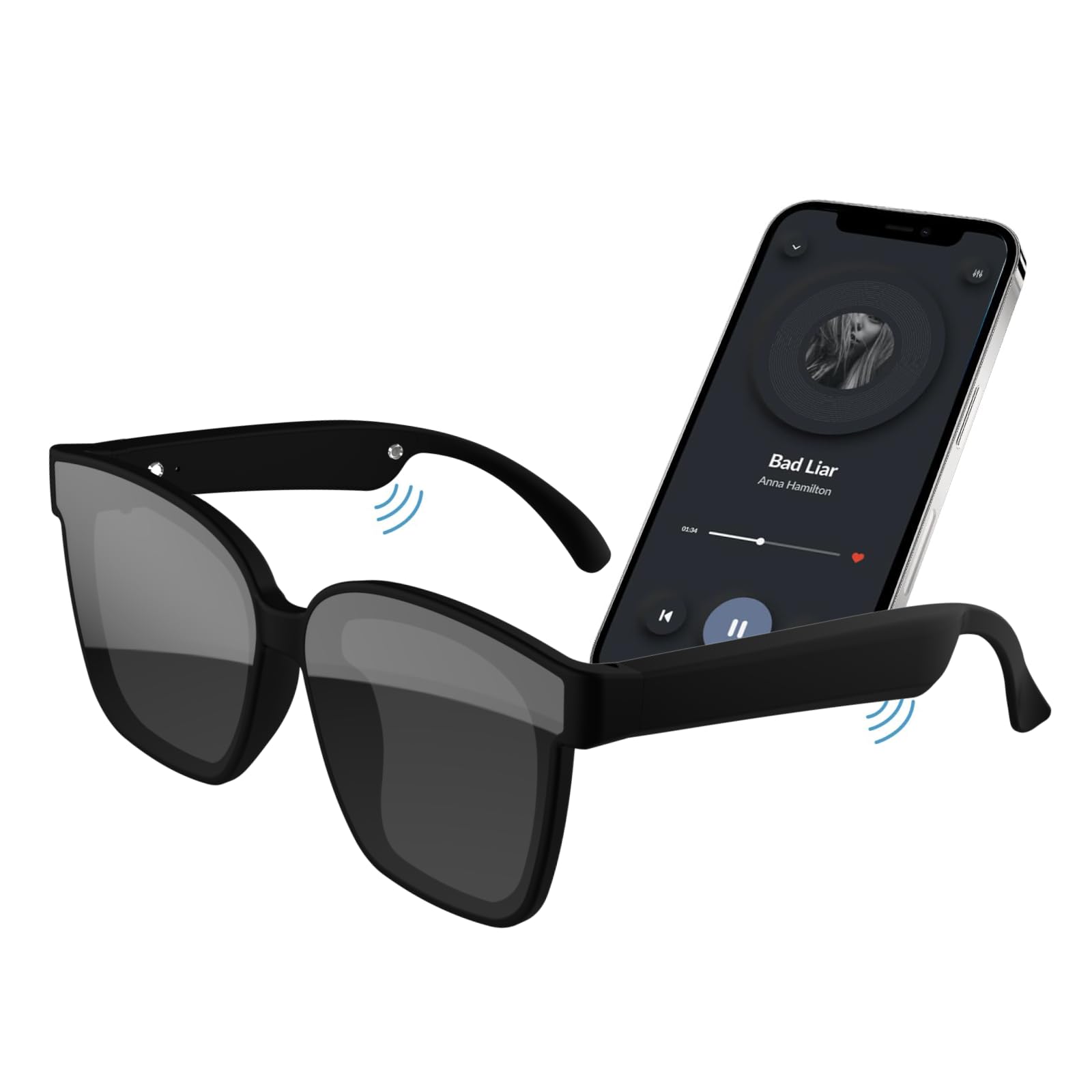 Smart Glasses with Wireless Bluetooth, Built-in Mic & Speakers, Voice Assistant, UV Protection Sunglasses - Perfect for Driving, Running & Outdoor Activities
