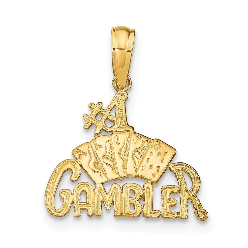 14K Solid Yellow Gold Gambler Cards Pendant Charm - Elegant Jewelry for Casino Lovers & Poker Night Gifts