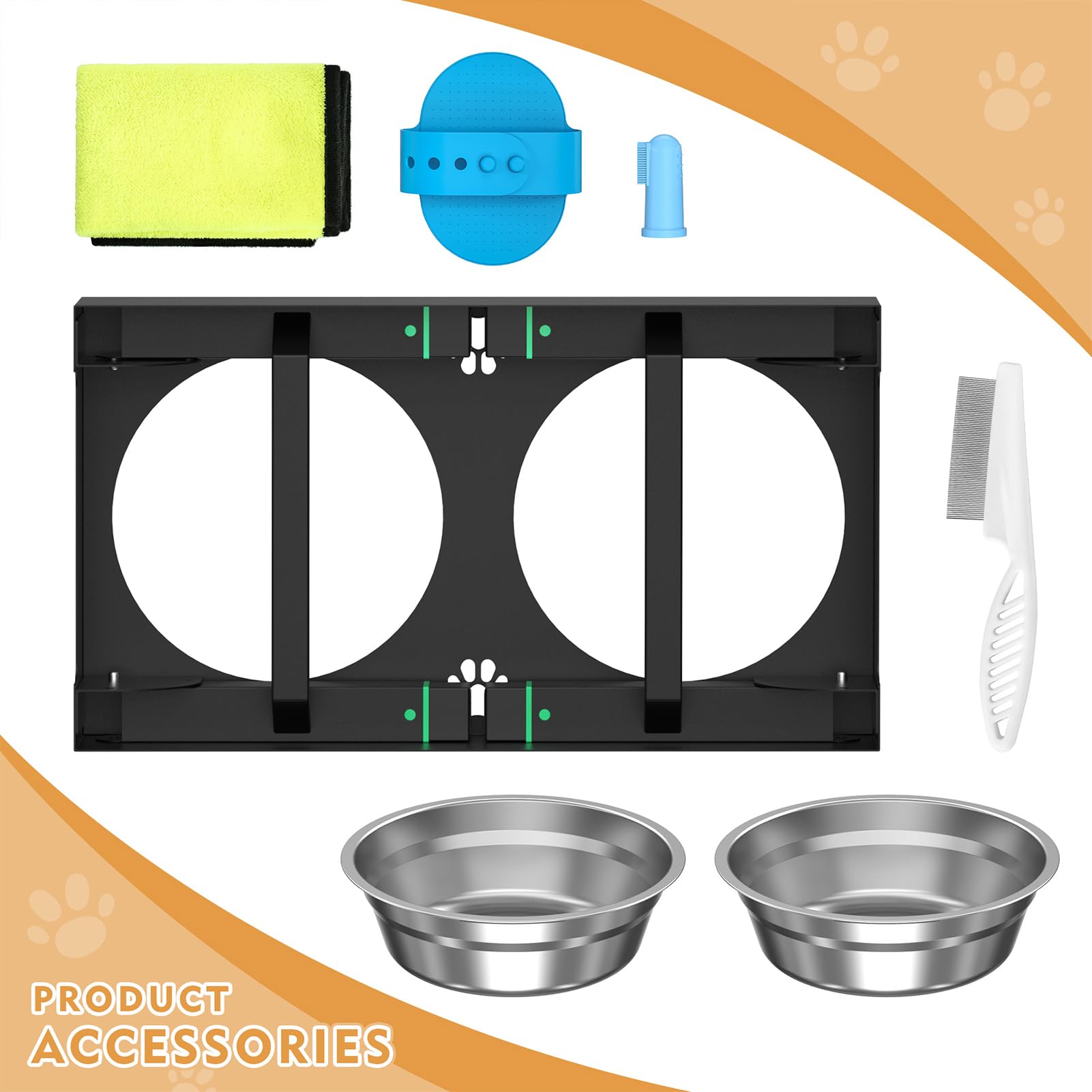 **Elevated Dog Bowls for Large Breeds - Adjustable Height Raised Dog Bowl Stand with 2 Stainless Steel Bowls - Perfect for Small, Medium & Large Dogs - Ideal for Dining, Feeding & Reducing Neck Strain**