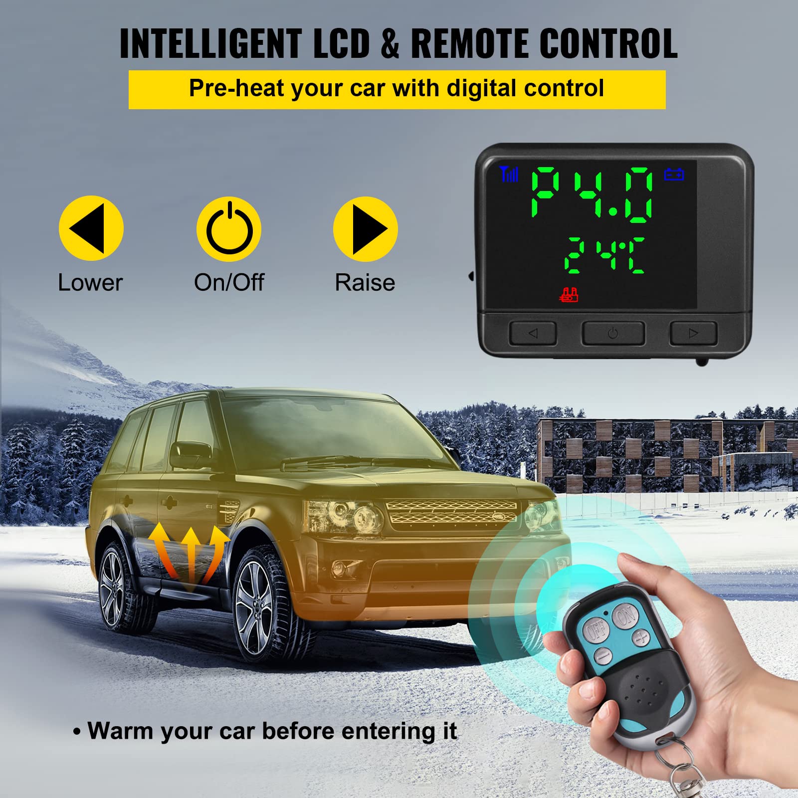 VEVOR 8KW 12V Diesel Air Heater with LCD Display & Remote Control - Fast Heating Compact Parking Heater for Trucks, RVs, Boats, Campers | Perfect for Winter Road Trips & Off-Grid Living