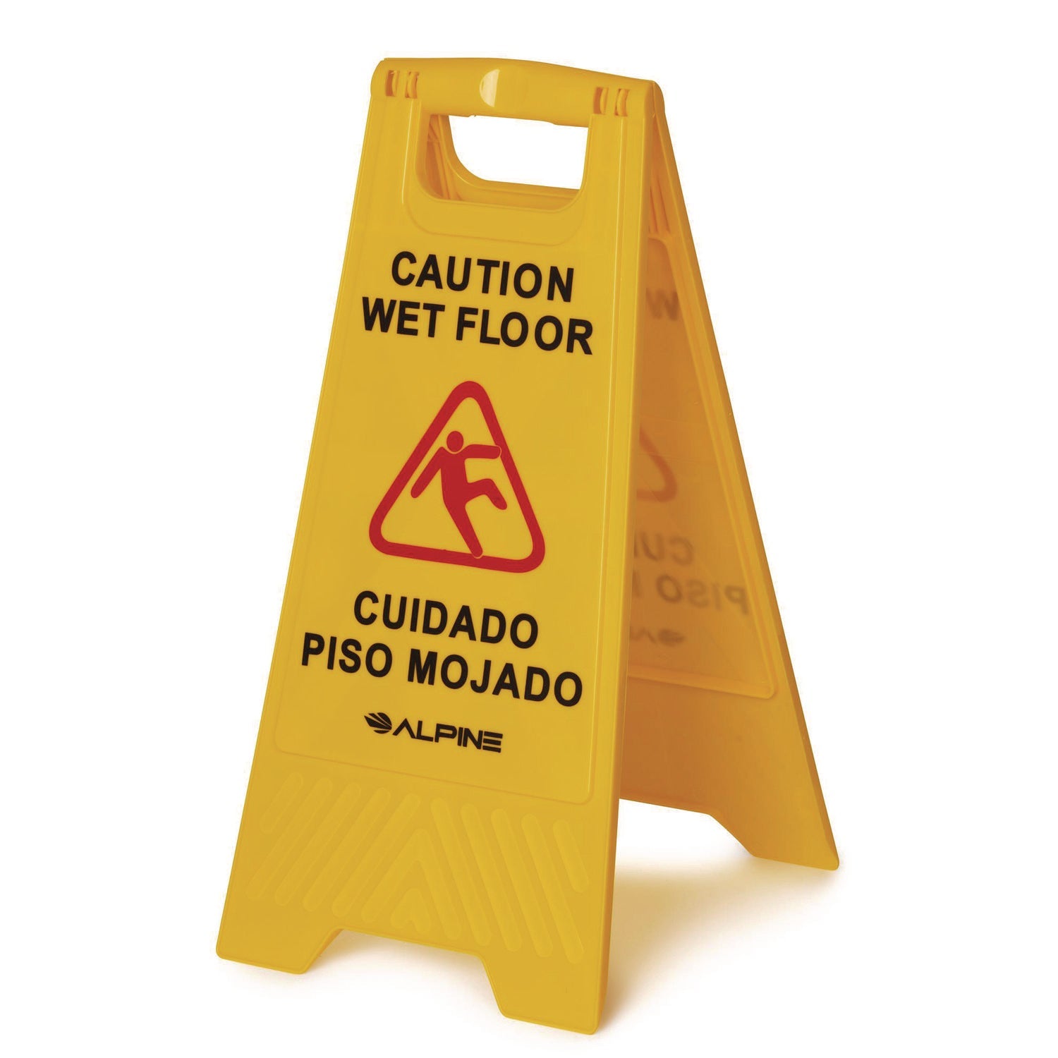 Alpine Industries Bilingual Caution Wet Floor Sign - 11.8 x 0.7 x 24.6 Inches, Yellow, 3-Pack - Ideal for Restaurants, Hotels & Public Spaces