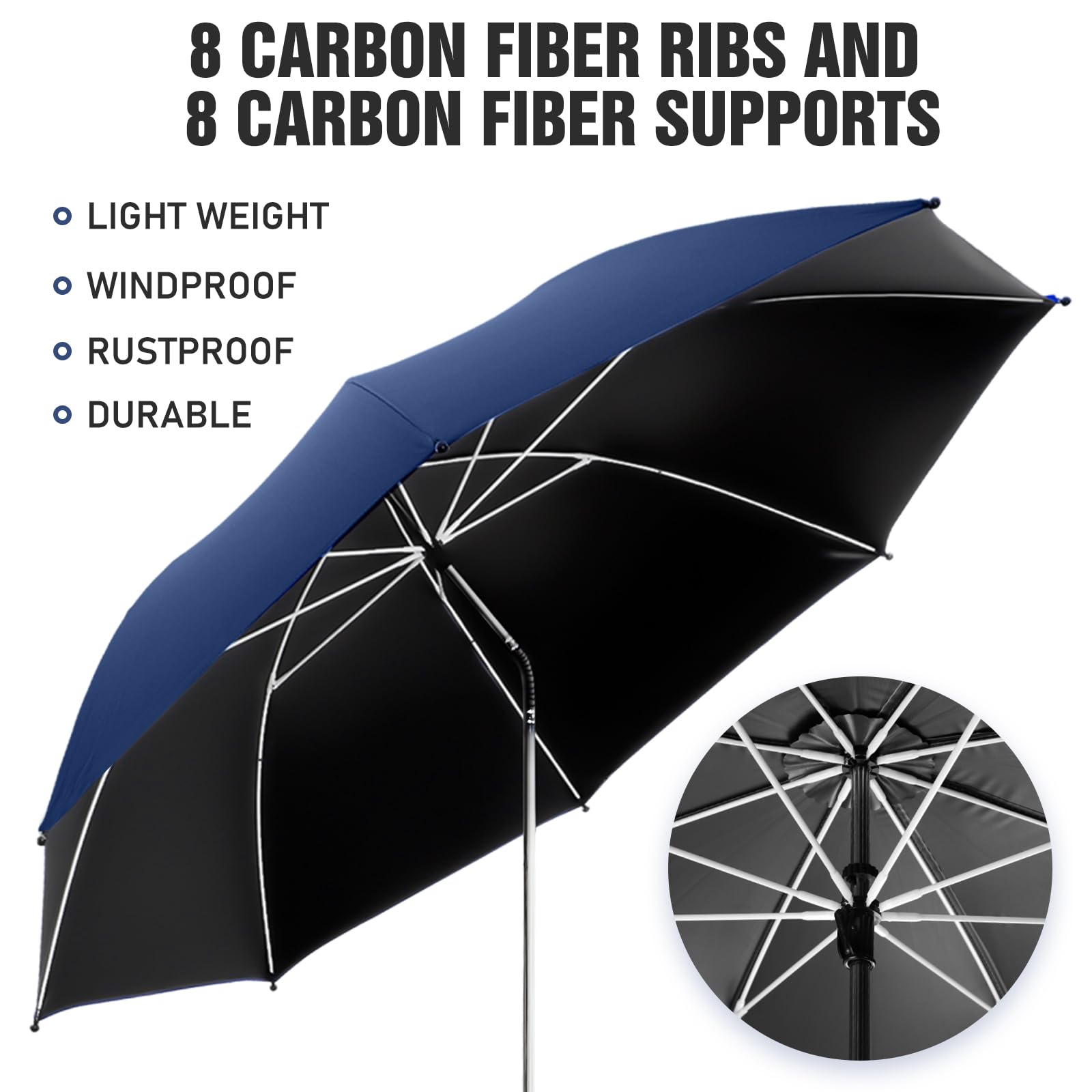 2 Pack Adjustable Chair Umbrella with Clamp - 360° Rotation UPF50+ Sun Shade for Beach, Patio, Wheelchair, Camping & Golf Carts (Perfect for Outdoor Relaxation, Picnics & Travel) - Chair Not Included