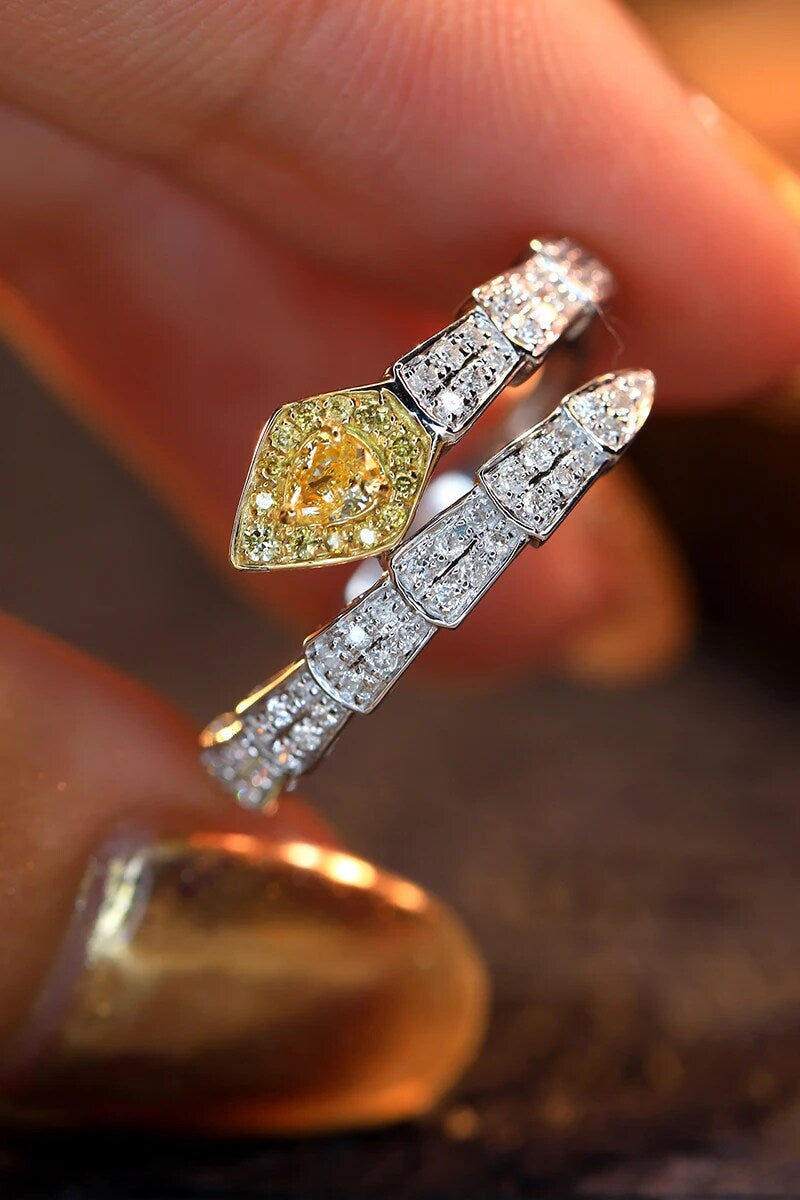 18K White Gold Natural Yellow Diamond Ring for Women - Elegant Engagement, Wedding & Anniversary Jewelry Gift