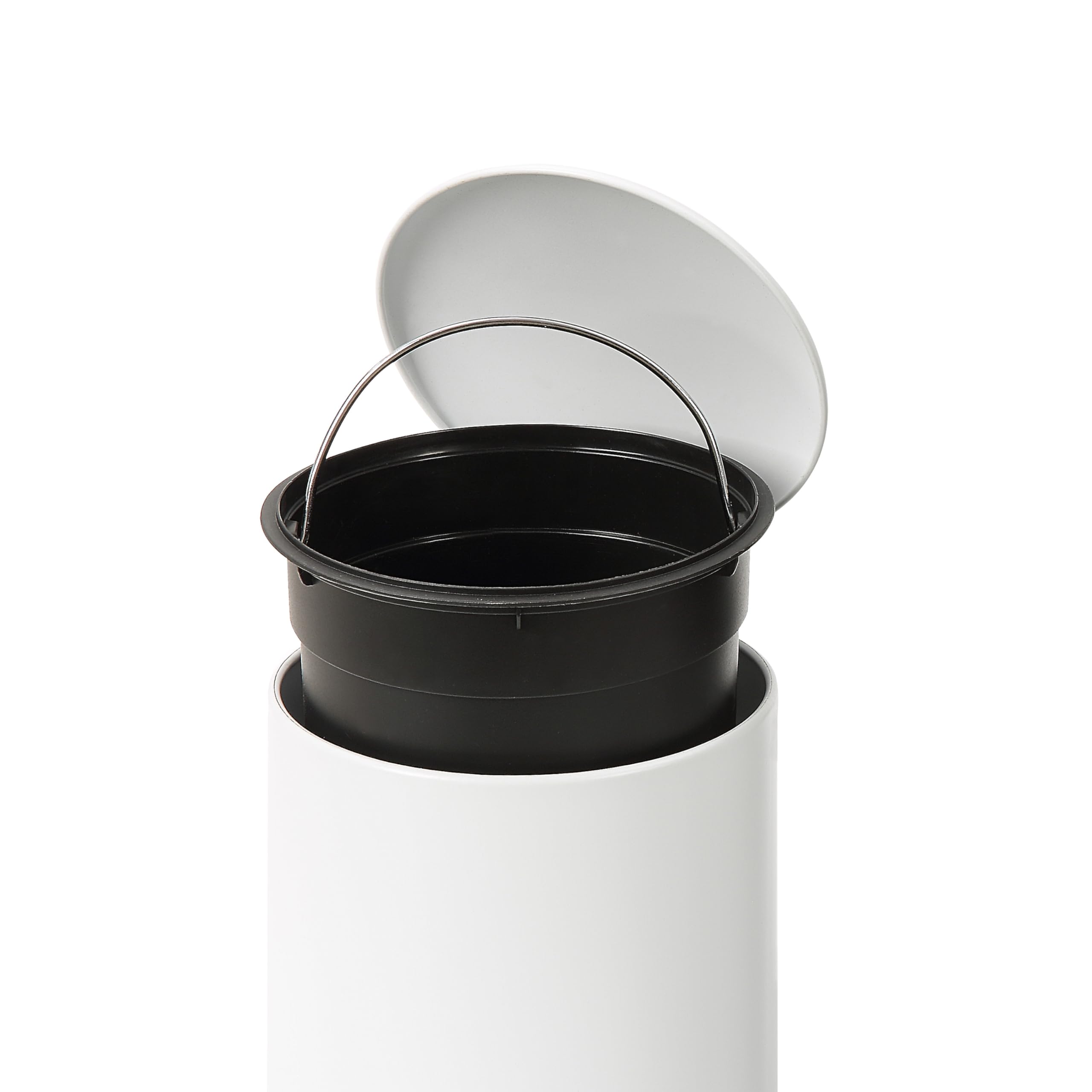 SunnyPoint 3L / 0.8 Gallon Small Step Trash Can with Lid - Compact Slow Close Garbage Bin with Removable Inner Bucket - Perfect for Bathroom, Office, Bedroom, RV, Dorm & Under Sink - White Waste Bin for Home & Travel Use