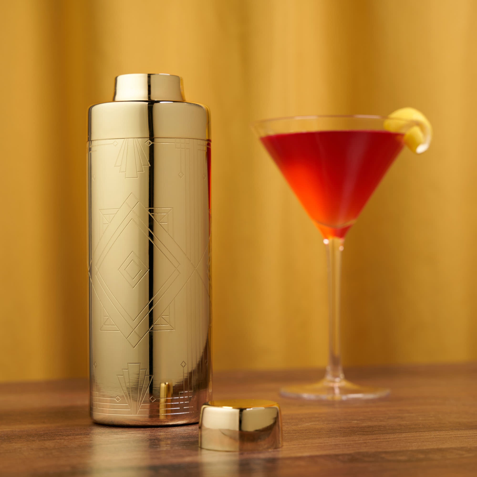 Vintage Art Deco Gold Cocktail Shaker Set - 24K Gold Plated Bar Mixing Tool for Martini, Margarita & Whiskey Sour - Perfect for Home Bars, Parties & Professional Bartenders