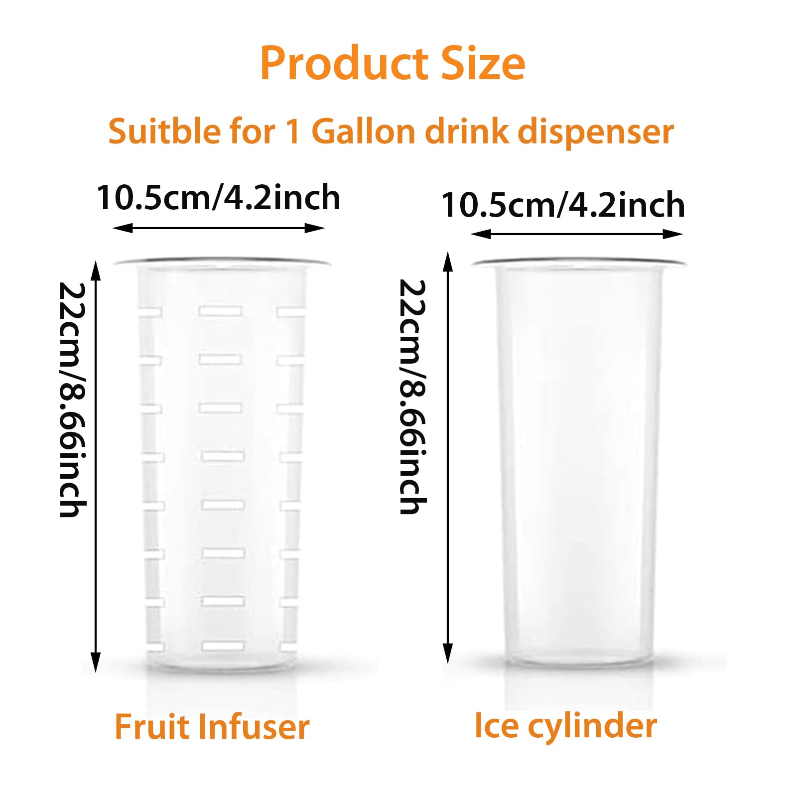 1 Gallon Ice Cylinder & Fruit Infuser for Glass Beverage Dispenser - Perfect for Parties, BBQs, and Outdoor Gatherings