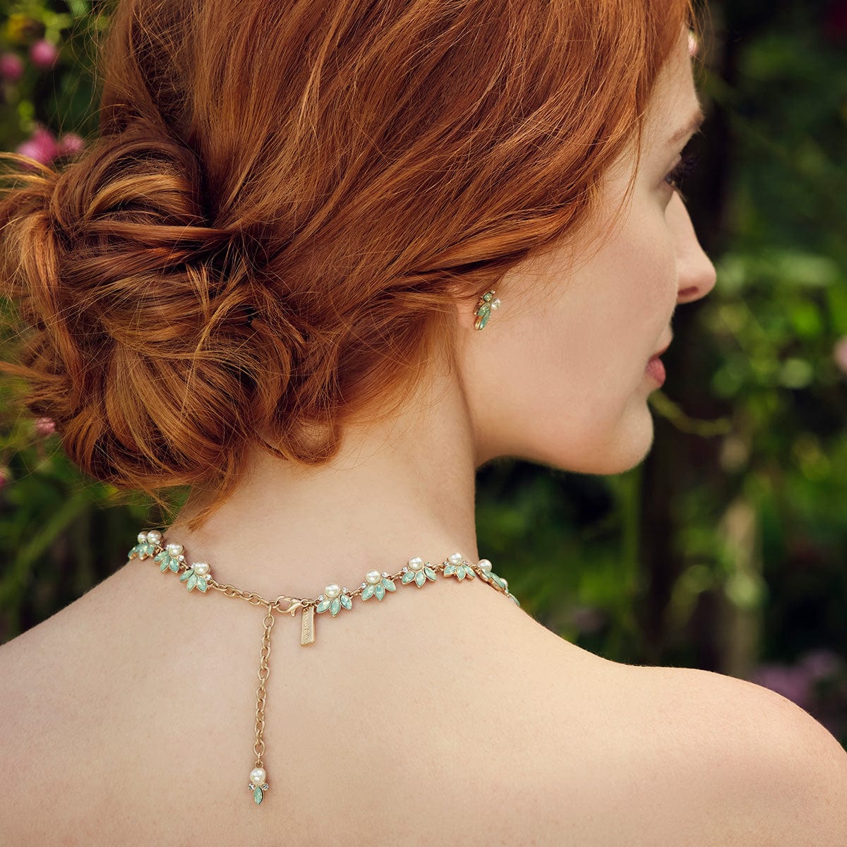 Leaf & Pearl Necklace with Pacific Opal - Elegant Nature-Inspired Jewelry for Women, Perfect for Weddings, Parties & Everyday Wear