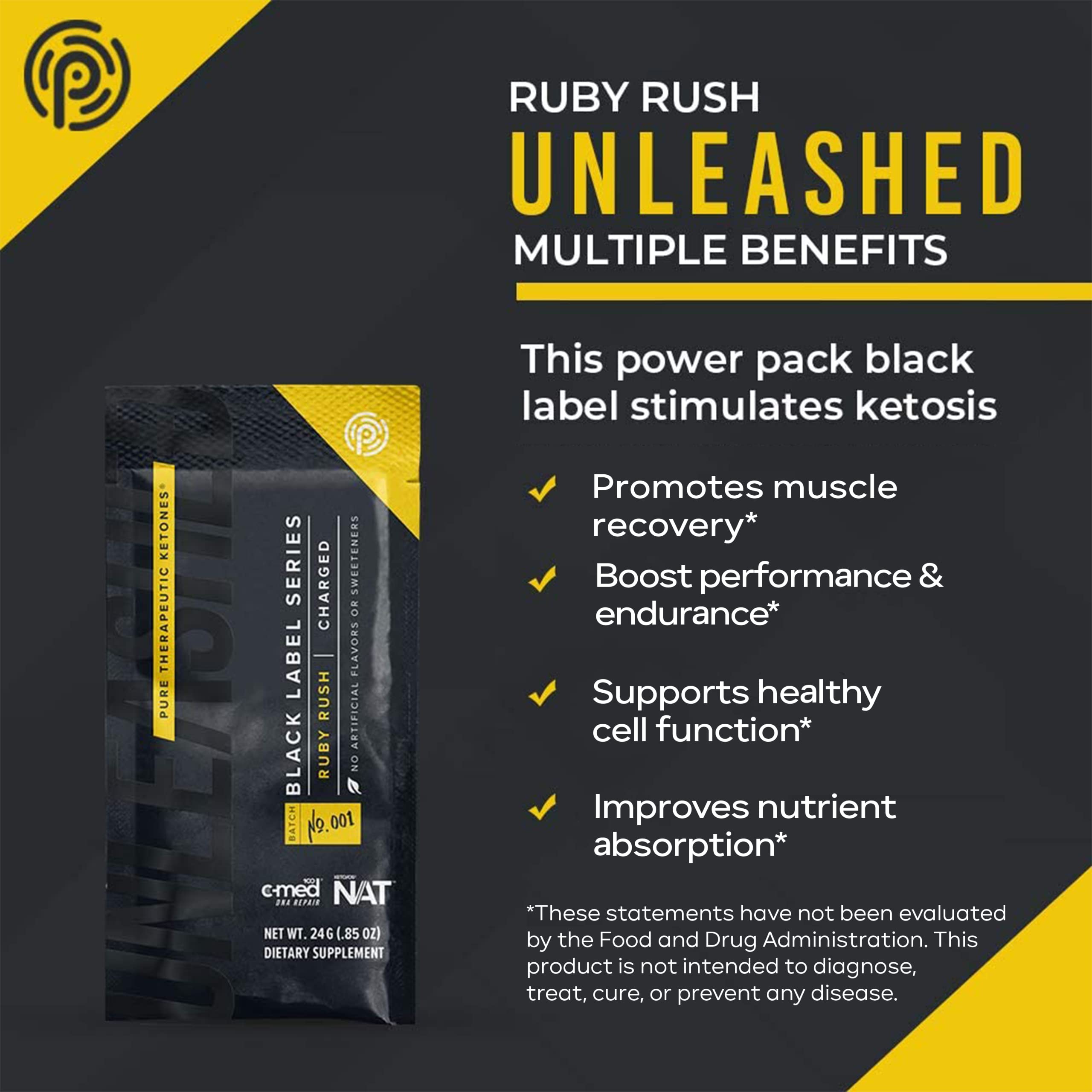 Pruvit Keto//OS Black Label Series Ruby Rush - Pure Therapeutic Ketones for Muscle Growth & Recovery | Supports Ketosis & Prevents Muscle Breakdown | 0.84 oz | Ideal for Keto Diet, Workout Recovery & Energy Boost