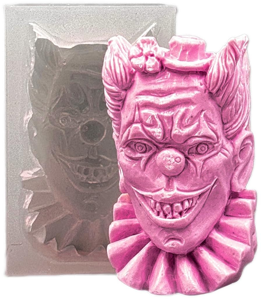 Clown Silicone Mold for Soap, Plaster, Wax, Resin & Clay - Joker Face Design - Perfect for DIY Crafts, Candle Making, and Home Decor Projects