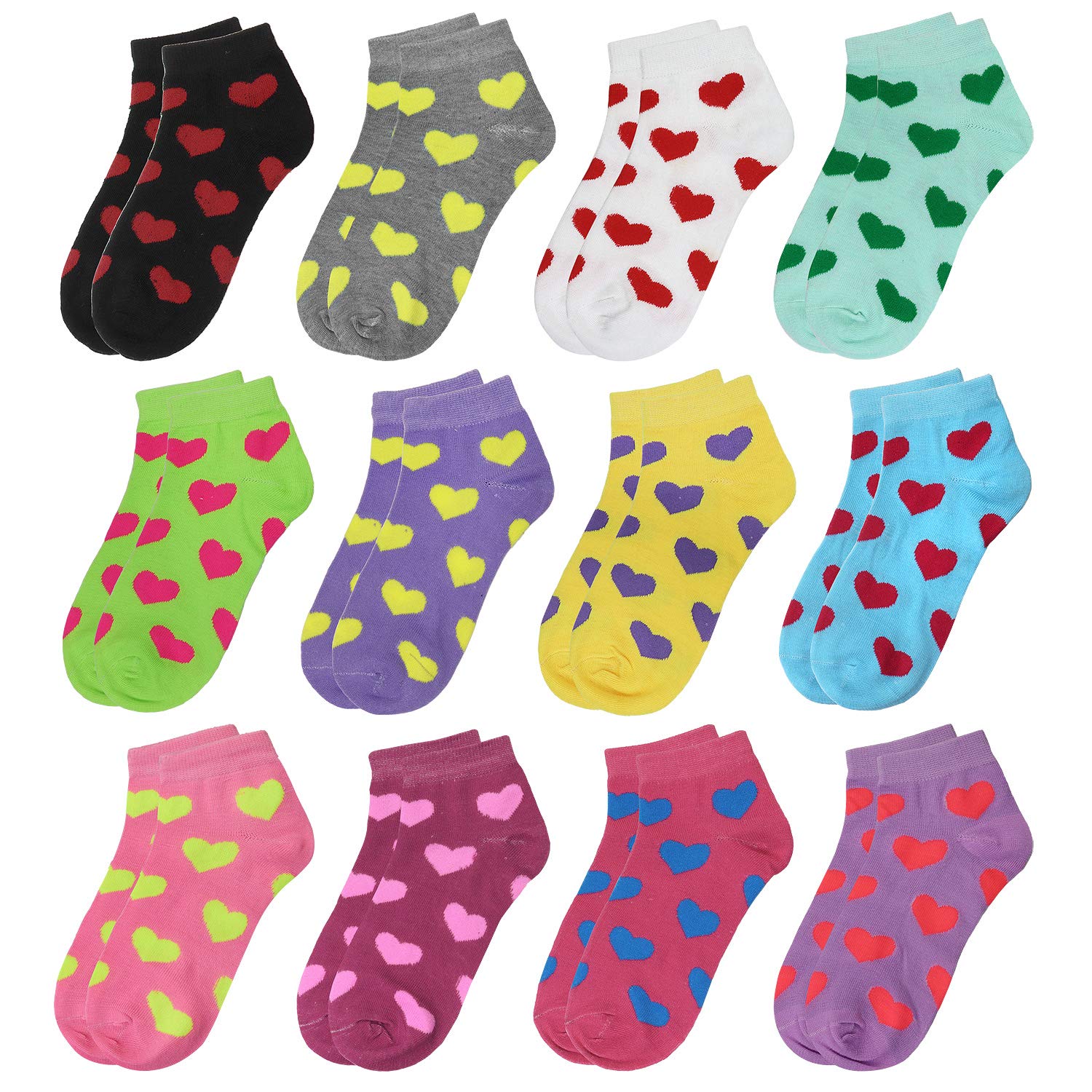 Falari 12 Pairs Women's Novelty Ankle Socks - Colorful, Comfortable & Lightweight Athletic Socks for Running, Yoga & Casual Wear | Breathable & Soft Sports Socks