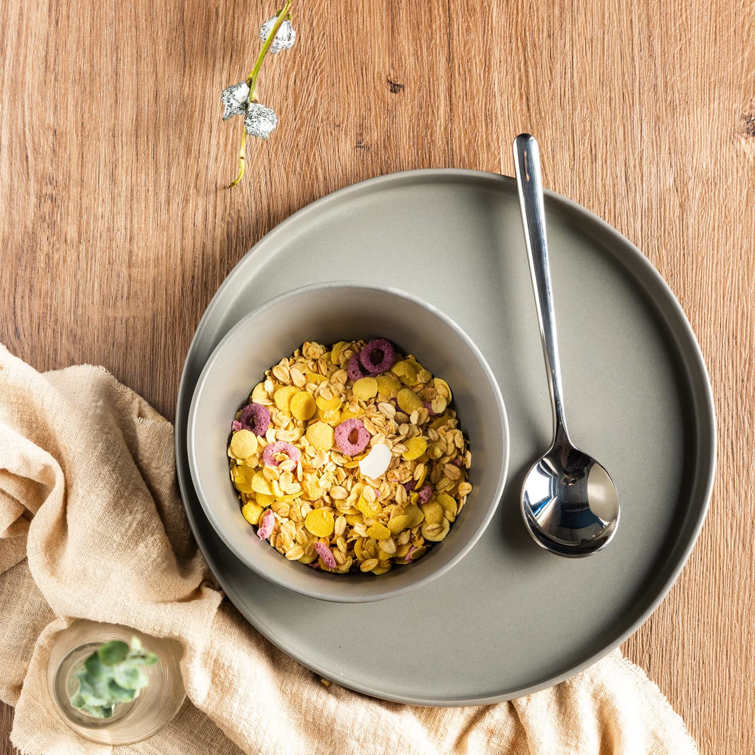 AmorArc 26oz Stoneware Cereal Bowls Set of 6 - Chip-Resistant Ceramic Soup Bowls for Oatmeal, Snacks, Cereal & Pasta - Matte Gray Kitchenware for Dining, Breakfast & Family Meals