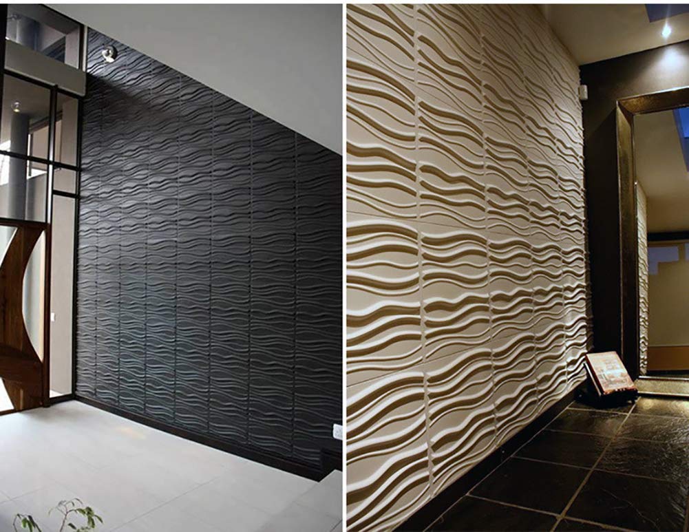 3D Self-Adhesive Wall Panels - Textured Wave Design Peel and Stick Wallpaper - 30 Pack White - Perfect for Bedroom, Living Room & Office Decor