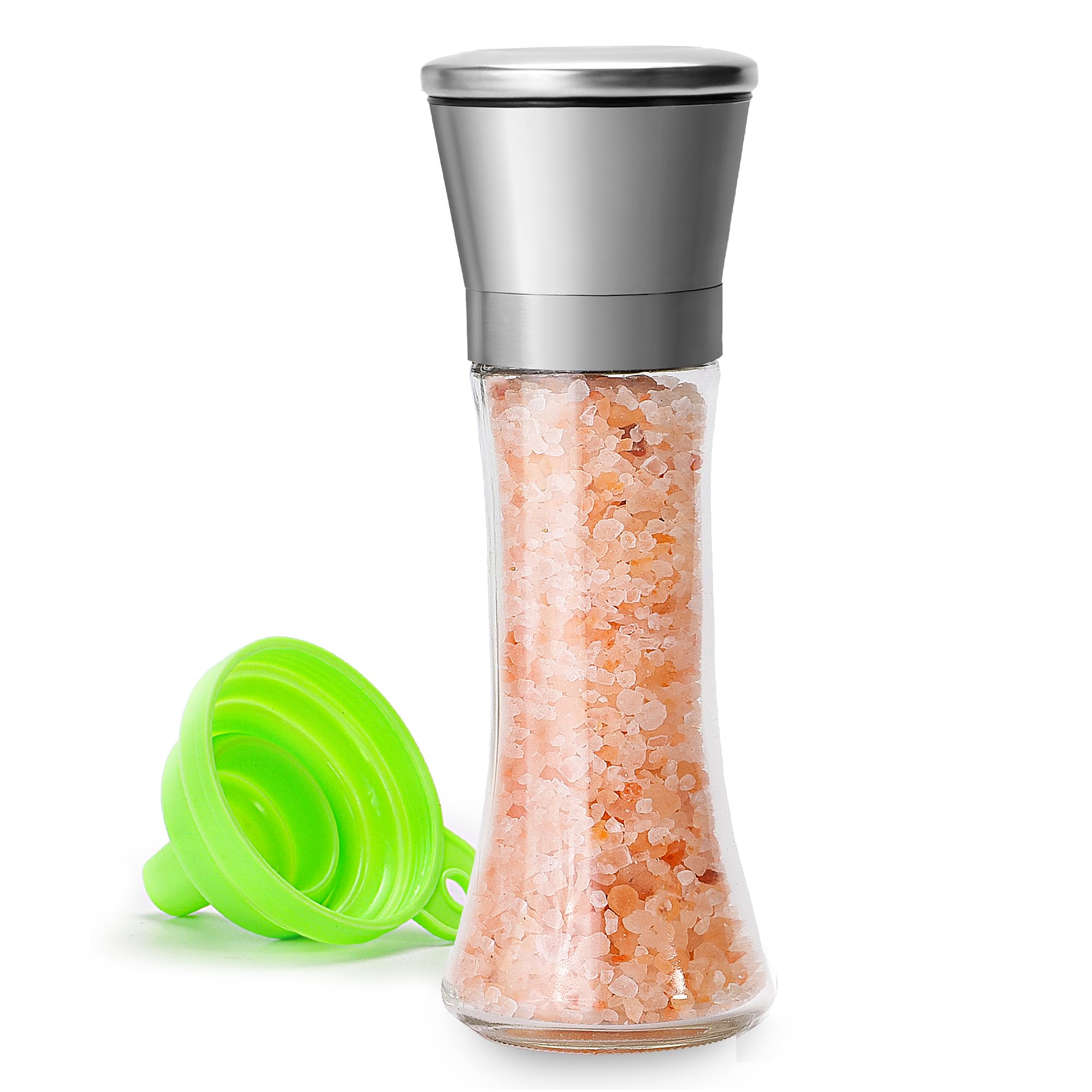 Premium Salt and Pepper Grinder Set - Adjustable Coarseness, Refillable Manual Mill with Stainless Steel Lid & Glass Body - Perfect for Home Kitchen, Dining Table, BBQ, and Restaurant Use