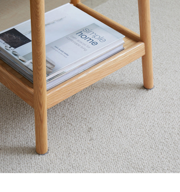 Solid Oak Wood Modern Nordic Side Table - Stylish End Table for Living Room, Bedroom, or Office - Perfect for Coffee, Books, and Decor