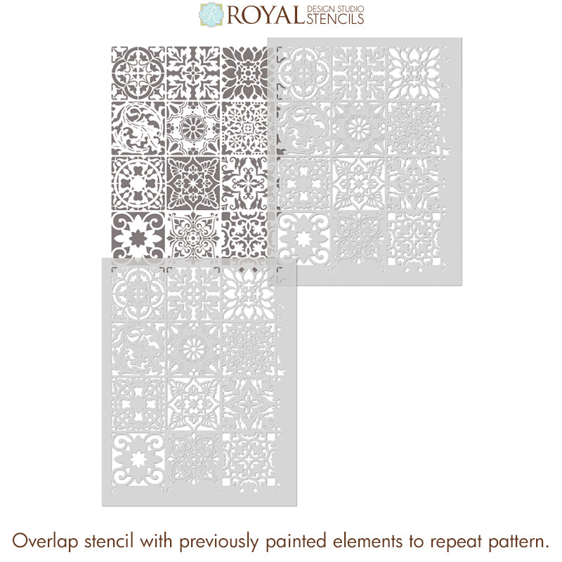 Paladeo Allover Tile Stencil - Reusable DIY Wall & Floor Stencil for Home Decor, Bathroom & Kitchen Renovation | Perfect for Painting Patterns on Tiles, Backsplash & Furniture