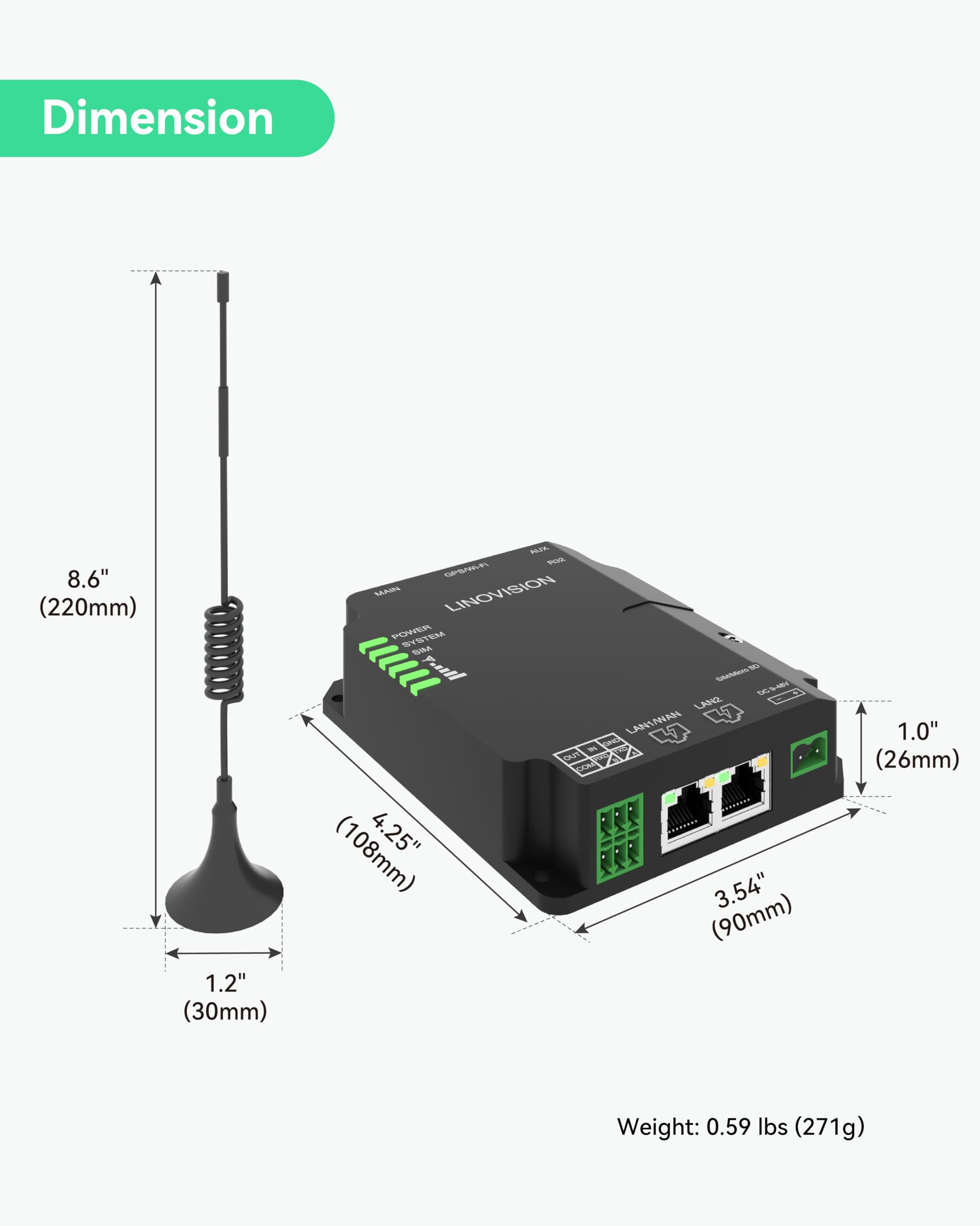 Upgrade LINOVISION Industrial 4G LTE WiFi Router with Dual SIM Card Slots & RS485 - Rugged Cellular Router for O2, EE, Vodafone, T-Mobile | Perfect for Remote Monitoring, IoT Connectivity & Harsh Environments