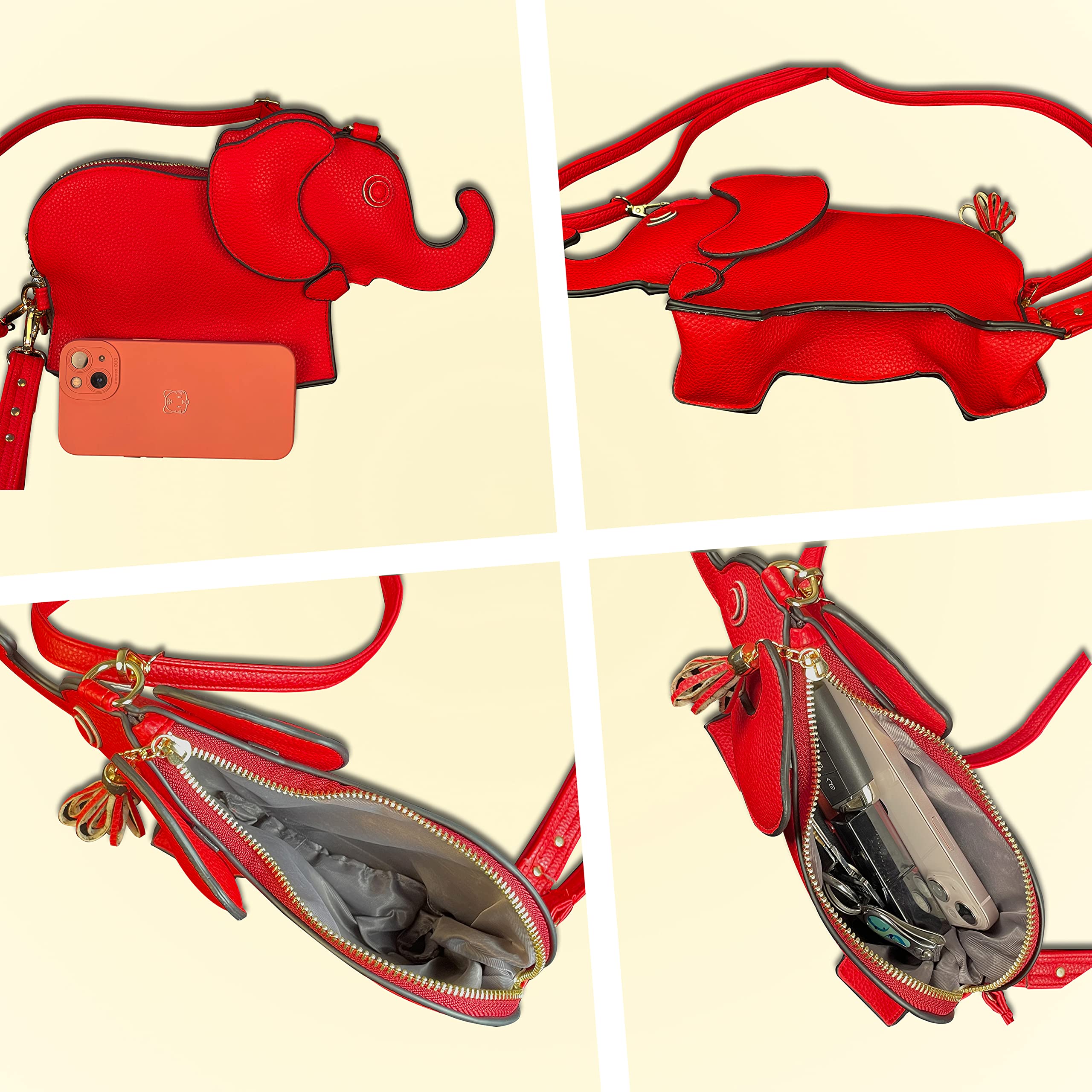 Stylish PU Leather Elephant Shoulder Bag - Cute Animal Shaped Purse for Women | Trendy Crossbody Handbag for Daily Use, Work, Travel & Gift Giving