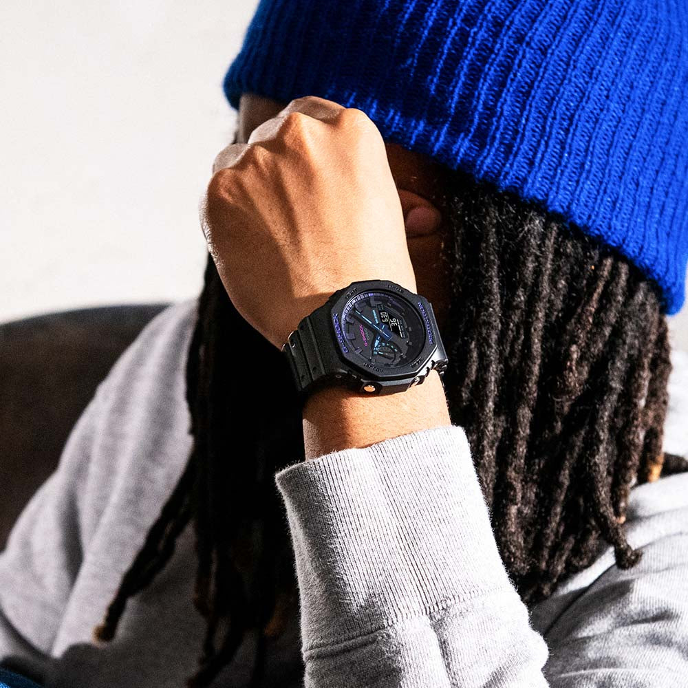 G Shock GA2100VB 1A 'CasiOak' Analog-Digital Watch for Men - Shock Resistant, Waterproof, Solar Powered - Perfect for Outdoor Adventures, Sports & Daily Wear