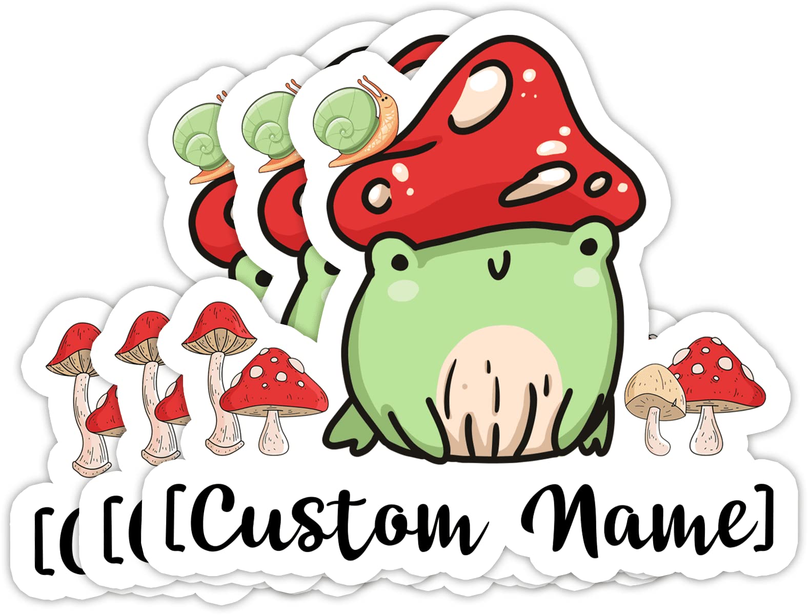 Custom Mushroom Frog Stickers - Personalized Vinyl Decals (3 Pack, 3x4 Inch) - Waterproof Laptop, Notebook, Bike & Luggage Stickers - Unique Gifts for Boys, Girls & Teens - Perfect for School, Travel & DIY Projects