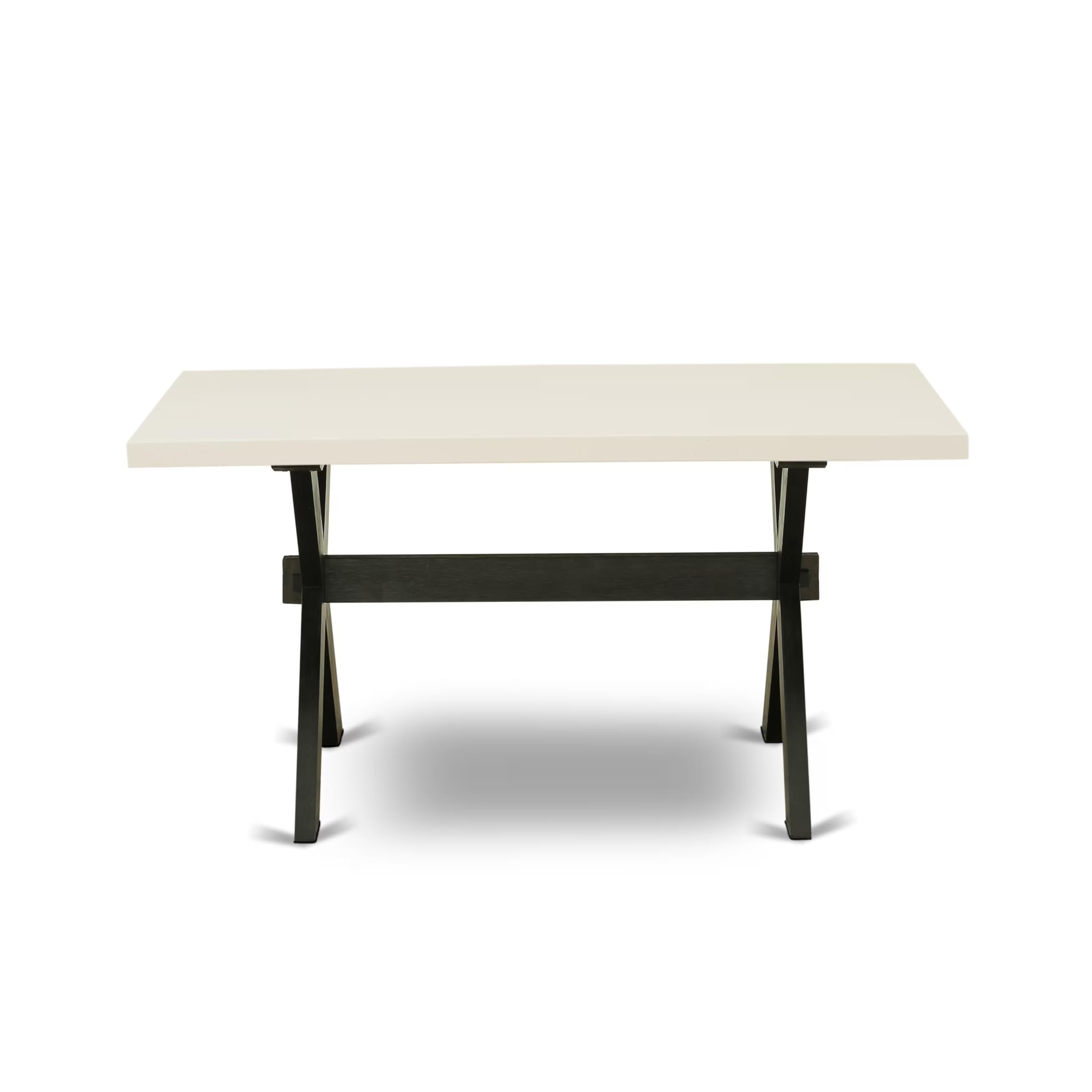 East West Furniture 5-Piece Kitchen Table Set for 4 - 36x60 Inch Rectangle Dining Table with X-Legs & 4 Dark Gotham Grey Linen Fabric Chairs - Perfect for Small Dining Rooms, Breakfast Nooks, and Apartment Living