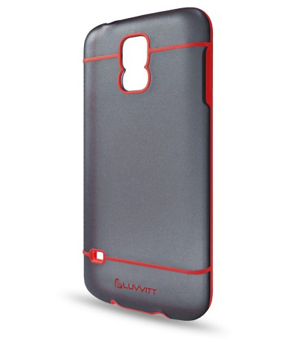 LUVVITT Hybrid Clear Samsung Galaxy S5 Case - Slim Protective Cover with Shock Absorption for Galaxy S5 (Transparent Black/Red) - Perfect for Everyday Use, Work & Outdoor Activities