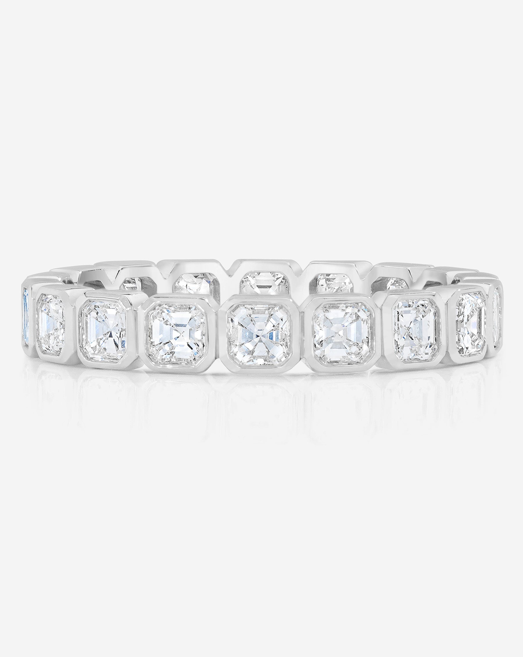 Exquisite Asscher Cut Bezel Set Eternity Band Ring for Women - Perfect for Weddings, Anniversaries & Special Occasions