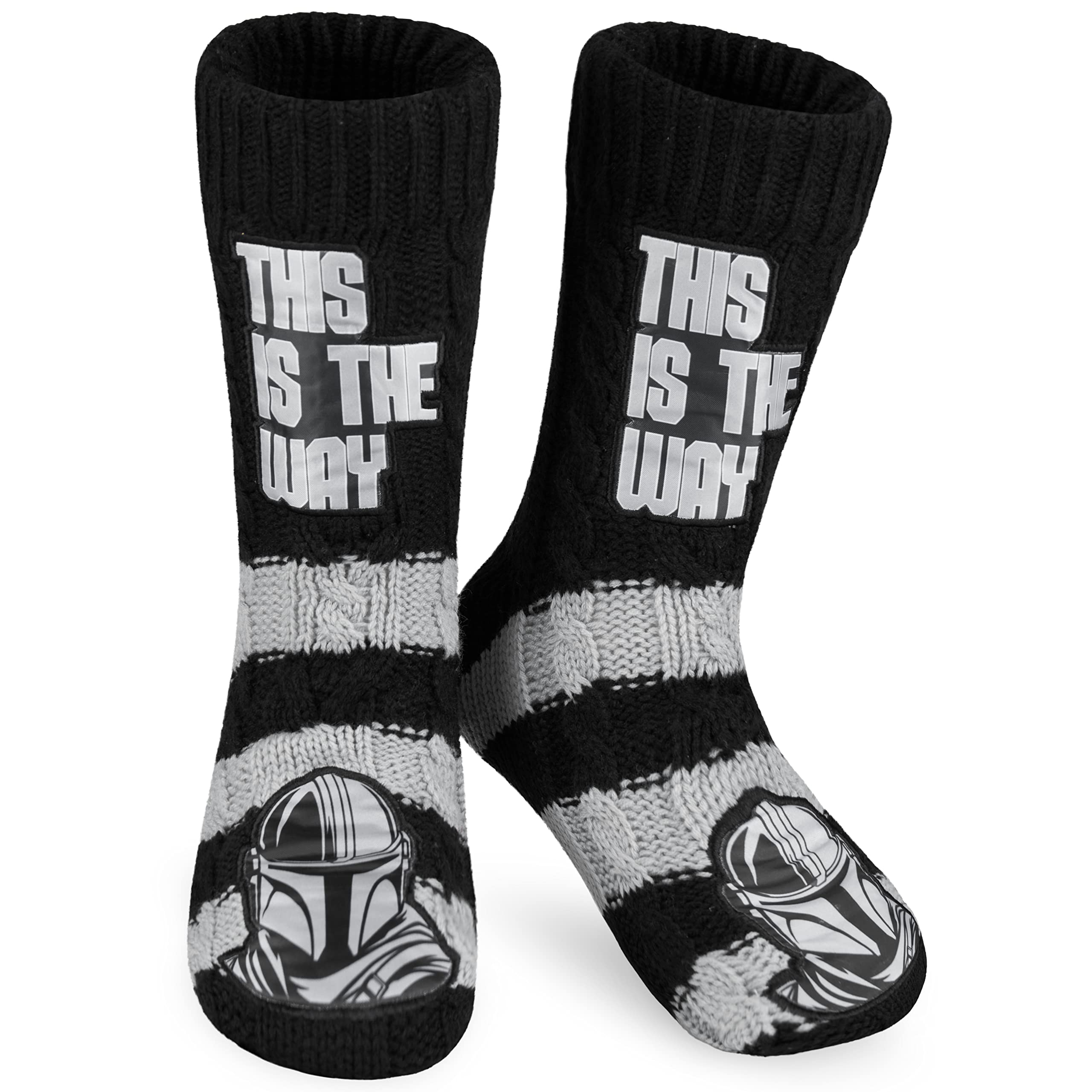**Mandalorian Fluffy Socks for Men - Baby Yoda Knit Winter Socks - Warm & Cozy Star Wars Gift for Fans - Perfect for Christmas, Lounge Wear & Cosplay**